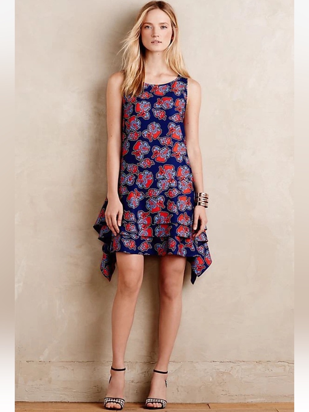 Anthropologie Peter Som X Made in Kind Women's Blue Sintra Dress Size 14
